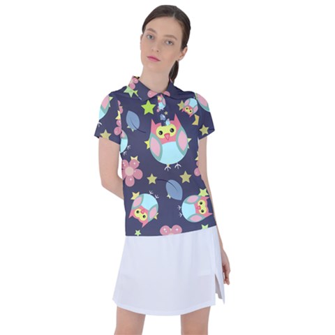 Owl Stars Pattern Background Women s Polo T-shirt by Grandong