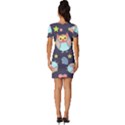 Owl Stars Pattern Background Fitted Knot Split End Bodycon Dress View4