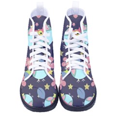 Owl Stars Pattern Background Women s High-top Canvas Sneakers by Grandong