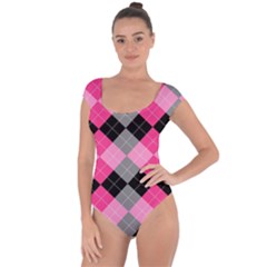 Seamless Argyle Pattern Short Sleeve Leotard  by Grandong