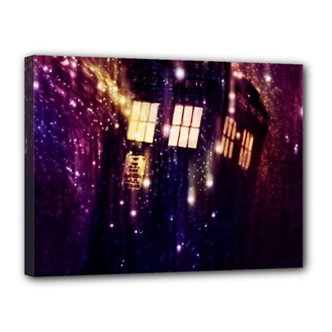 Tardis Regeneration Art Doctor Who Paint Purple Sci Fi Space Star Time Machine Canvas 16  X 12  (stretched) by Cemarart