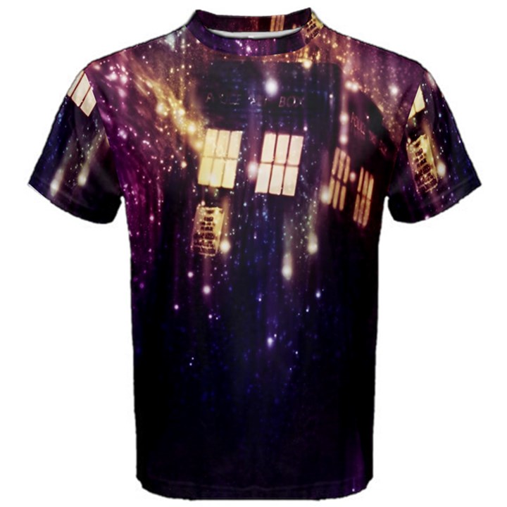 Tardis Regeneration Art Doctor Who Paint Purple Sci Fi Space Star Time Machine Men s Cotton T-Shirt