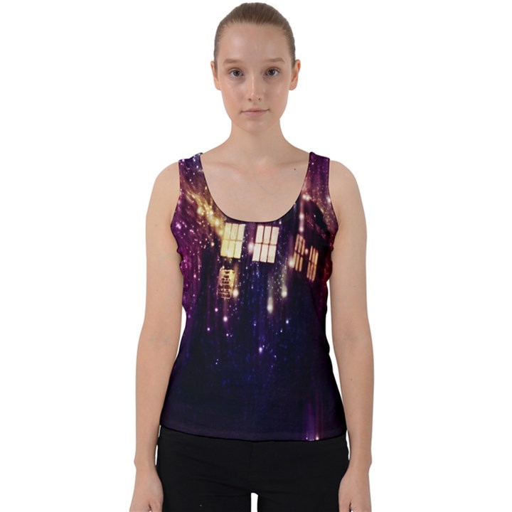 Tardis Regeneration Art Doctor Who Paint Purple Sci Fi Space Star Time Machine Velvet Tank Top