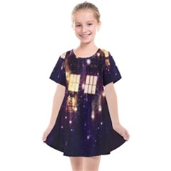 Tardis Regeneration Art Doctor Who Paint Purple Sci Fi Space Star Time Machine Kids  Smock Dress