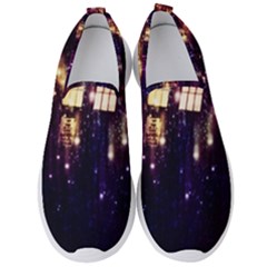 Tardis Regeneration Art Doctor Who Paint Purple Sci Fi Space Star Time Machine Men s Slip On Sneakers by Cemarart