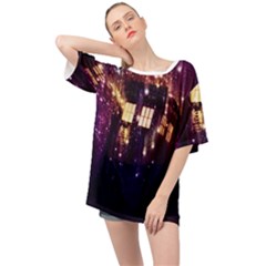 Tardis Regeneration Art Doctor Who Paint Purple Sci Fi Space Star Time Machine Oversized Chiffon Top by Cemarart