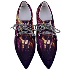 Tardis Regeneration Art Doctor Who Paint Purple Sci Fi Space Star Time Machine Pointed Oxford Shoes by Cemarart