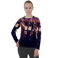 Tardis Regeneration Art Doctor Who Paint Purple Sci Fi Space Star Time Machine Women s Long Sleeve Raglan T-shirt