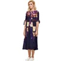 Tardis Regeneration Art Doctor Who Paint Purple Sci Fi Space Star Time Machine Bow Sleeve Chiffon Midi Dress View2