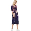 Tardis Regeneration Art Doctor Who Paint Purple Sci Fi Space Star Time Machine Bow Sleeve Chiffon Midi Dress View3