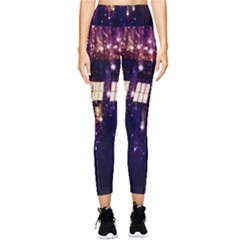 Tardis Regeneration Art Doctor Who Paint Purple Sci Fi Space Star Time Machine Pocket Leggings  by Cemarart