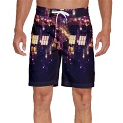 Tardis Regeneration Art Doctor Who Paint Purple Sci Fi Space Star Time Machine Men s Beach Shorts by Cemarart