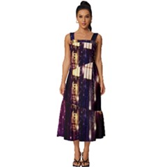 Tardis Regeneration Art Doctor Who Paint Purple Sci Fi Space Star Time Machine Square Neckline Tiered Midi Dress by Cemarart