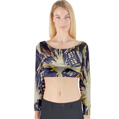 Tardis Doctor Who Pattern Long Sleeve Crop Top by Cemarart