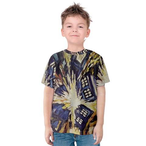 Tardis Doctor Who Pattern Kids  Cotton T-shirt by Cemarart