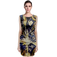 Tardis Doctor Who Pattern Classic Sleeveless Midi Dress by Cemarart