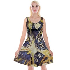 Tardis Doctor Who Pattern Reversible Velvet Sleeveless Dress by Cemarart