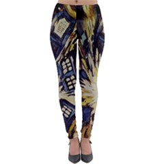 Tardis Doctor Who Pattern Lightweight Velour Leggings by Cemarart