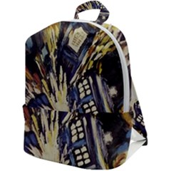 Tardis Doctor Who Pattern Zip Up Backpack by Cemarart