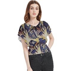 Tardis Doctor Who Pattern Butterfly Chiffon Blouse