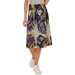 Tardis Doctor Who Pattern Midi Panel Skirt by Cemarart