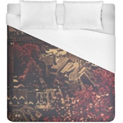 Vintage Cityscape City Retro Old Duvet Cover (king Size) by Cemarart