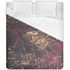 Vintage Cityscape City Retro Old Duvet Cover (california King Size) by Cemarart