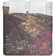 Vintage Cityscape City Retro Old Duvet Cover Double Side (king Size) by Cemarart