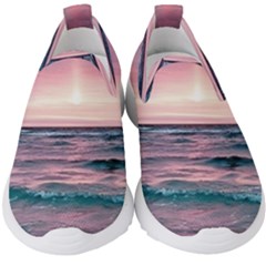 Sunset Ocean Beach Catcher Dream Evening Night Sunset Kids  Slip On Sneakers by Cemarart