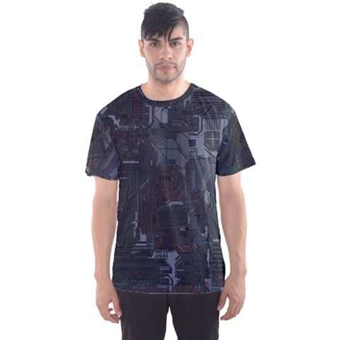 Abstract Tech Computer Motherboard Technology Men s Sport Mesh T-shirt by Cemarart