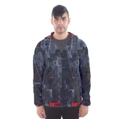 Abstract Tech Computer Motherboard Technology Men s Hooded Windbreaker by Cemarart