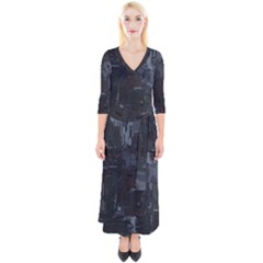 Abstract Tech Computer Motherboard Technology Quarter Sleeve Wrap Maxi Dress by Cemarart