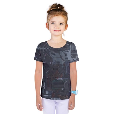 Abstract Tech Computer Motherboard Technology Kids  One Piece T-shirt by Cemarart