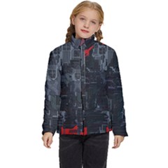 Abstract Tech Computer Motherboard Technology Kids  Puffer Bubble Jacket Coat by Cemarart