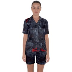 Abstract Tech Computer Motherboard Technology Satin Short Sleeve Pajamas Set by Cemarart