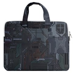 Abstract Tech Computer Motherboard Technology Macbook Pro 13  Double Pocket Laptop Bag by Cemarart