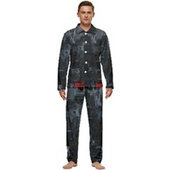 Abstract Tech Computer Motherboard Technology Men s Long Sleeve Velvet Pocket Pajamas Set