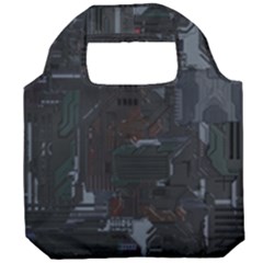 Abstract Tech Computer Motherboard Technology Foldable Grocery Recycle Bag by Cemarart