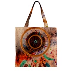 Dream Catcher Colorful Vintage Zipper Grocery Tote Bag by Cemarart