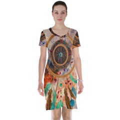 Dream Catcher Colorful Vintage Short Sleeve Nightdress by Cemarart