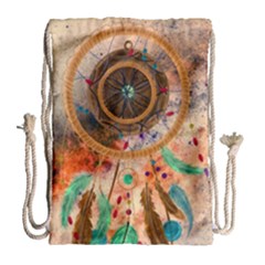 Dream Catcher Colorful Vintage Drawstring Bag (large) by Cemarart