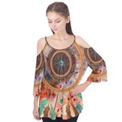 Dream Catcher Colorful Vintage Flutter Sleeve T-shirt 