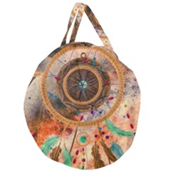 Dream Catcher Colorful Vintage Giant Round Zipper Tote by Cemarart