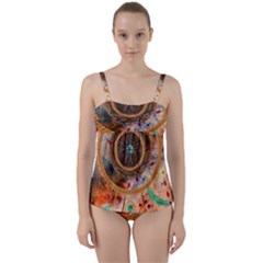 Dream Catcher Colorful Vintage Twist Front Tankini Set by Cemarart