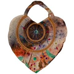 Dream Catcher Colorful Vintage Giant Heart Shaped Tote by Cemarart