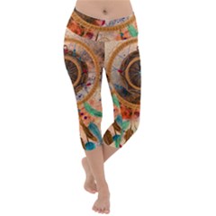 Dream Catcher Colorful Vintage Lightweight Velour Capri Yoga Leggings by Cemarart