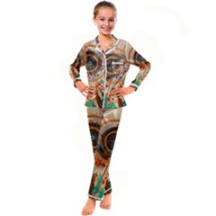 Dream Catcher Colorful Vintage Kids  Satin Long Sleeve Pajamas Set by Cemarart