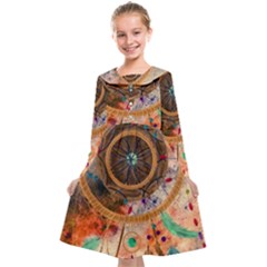 Dream Catcher Colorful Vintage Kids  Midi Sailor Dress by Cemarart