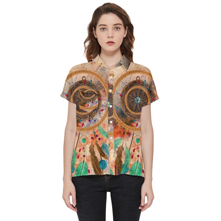 Dream Catcher Colorful Vintage Short Sleeve Pocket Shirt