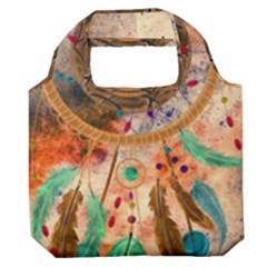 Dream Catcher Colorful Vintage Premium Foldable Grocery Recycle Bag by Cemarart